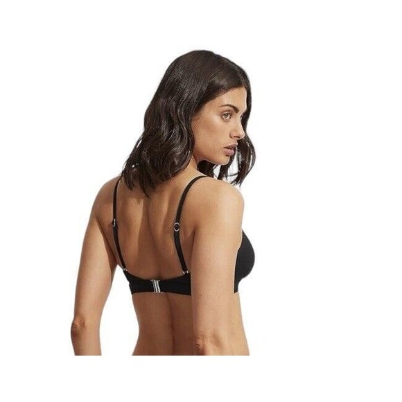 NWT Seafolly [ 4 US ]‎ Active Hybrid Bralette Keyhole Bikini Top Black 30580-058 - Picture 3 of 14